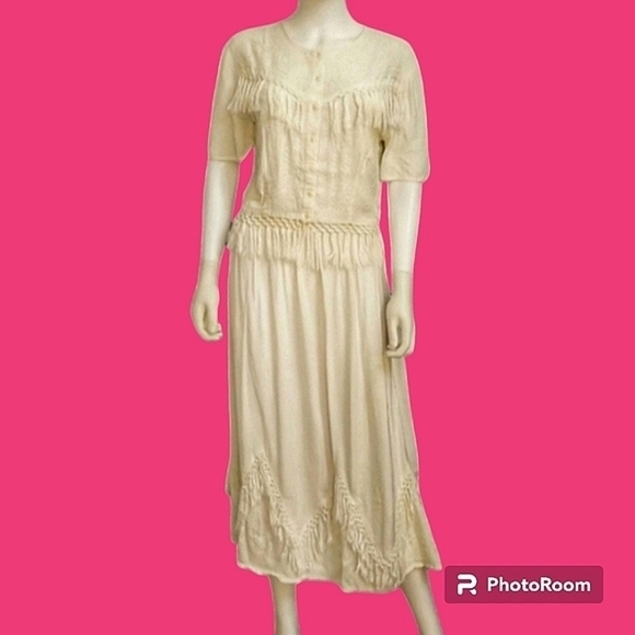 VTG RAIMENT FASHIONS 1990s Fringe Embroidered Western Skirt Set Small - Picture 1 of 14